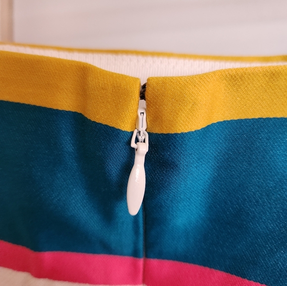 Ann Taylor‎ Loft Women's Striped Pencil Mini Skirt Pink Blue Gold Black White 6 - Picture 7 of 10